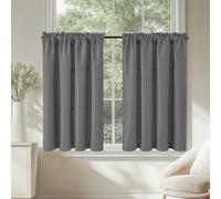 TOPICK Grey Kitchen Curtains 36 Inch Drop Small Cafe Curtains Waffle Weave Textured Curtain Tiers for Bathroom Sink Laundry Half Window Rod Pocket 2 Panels