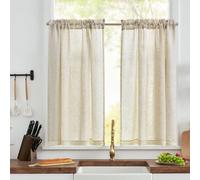 TOPICK Lace Kitchen Curtains, Crude Linen Look Cafe Curtains, W26 xL45