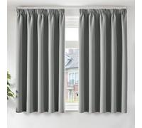 TOPICK Light Grey Blackout Curtains for Bedroom 54 Inch Drop, Pencil Pleat Thermal Light Blocking Curtain 2 Panels for Living Room, Soundproof Short Curtains for Kitchen, Cafe, W46 x L54 Inch