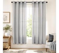 TOPICK Linen Blend Curtains, Blue Striped Light Filtering 2 PCS, W50 xL72 | 72 Inch Long Light Filtering Eyelet Curtains for Living Room, Bedroom, Kids Room, Nursery, Country Style Window Decoration