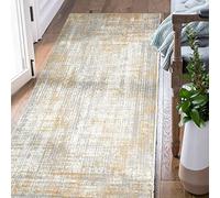 TOPICK Runner Rug 60x150cm Entryway Door Mat Taupe Multi Washable Rug Abstract Sketch Colorful Non Slip Lightweight Carpet for Kitchen Bathroom Living Room Bedroom