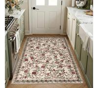 TOPICK Runner Rugs for Hallway 80x150, Washable Vintage Rug, Beige Red
