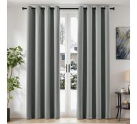 TOPICK Soft Blackout Light Grey Curtains 84 Inch Drop Long, Eyelet Top Thermal Insulated Curtains & Drapes for Bedroom, Living Room, Nuresry, W52 x L84 Inch