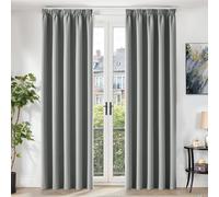 TOPICK Soft Blackout Light Grey Curtains 84 Inch Drop Long, Pencil Pleat Thermal Insulated Curtains & Drapes for Bedroom, Living Room, Nursery, W52 x L84 Inch