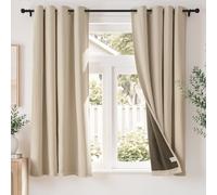 TOPICK Super Soft Total Blackout Curtains for Living Room, W46xL54, Beige | High-density, Eyelet Light Blocking Thermal Curtain 2 Panels for Bedroom, Nursery, Dining Room Energy Saving, Soundproof