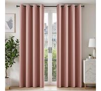 TOPICK Thermal Insulated Room Darkening Curtains for Bedroom 84 Inch Drop, Super Soft Blackout Curtains & Drapes for Living Room, Solid Eyelet Curtain 2 Panels, W52 x L84 Inch, Pink