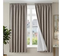 TOPICK Total Blackout Curtains 72 Inch Drop for Bedroom, Pencil Pleat Linen Look Thermal Curtains with White Coating, Soft Long Curtain 2 Drapes for Living Room, Nursery, W 52 x L 72 Inch, Khaki