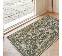 TOPICK Washable Non-Slip Door Mat 60x110cm, Green Vintage Bird Printed Rug