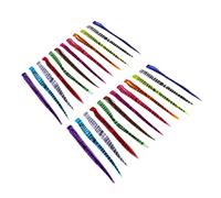 Topiky 24Pcs Stripe Printed Wigs Piece, Scene Hair Extensions Synthetic Clip in Leopard Print Hair Piece 18inch Long Straight Colorful Striped Hairpieces