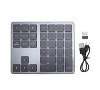 Topiky 35 Keys Bluetooth Number Pad for Laptop, Rechargeable 2.4G Wireless Number Keypad, Numeric Keypad for Multi Devices, Portable Mini Financial Accounting (Grey Black)