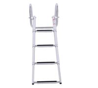 Topiky 4 Step Pontoon Boat Ladder, Stainless Steel Telescoping Folding Rear Entry Ladder with Pedal and Safe Handrails for Swim Boarding Docks