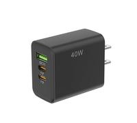Topiky 40W USB C Cube, Wall Plug Fast Charging Block, 2 Type C Ports 1 USB A Port Fast Charging Block, USB Wall Plug Multiport Wall Brick for Phone Tablet Laptop (Black)