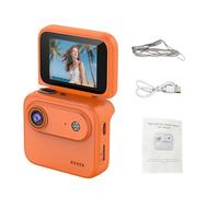 Topiky 4K Sports Action Camera, Image Stabilization Flip Screen Camera with 143° Wide Angle Lens for Cycling, and Outdoor Activities (Orange)