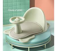 Topiky Baby Non Slip Bath Chair with Rotatable Steering Wheel and Soft Cushion for Cervical Spine Guard in Baby Bathing Tub (Green)