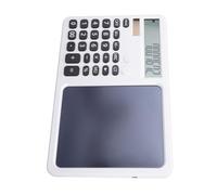 Topiky Calculator with Notepad 12 Digit Display, Multifunctional Writing Pad Calculator Solar Battery Powered for School Home Office Business (White)