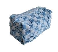 Topiky Checkered Toiletry Bag Compact Splash Proof Cosmetic Bag for On the Go Organization (Light Blue)