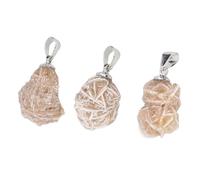 Topiky Desert Rose Stone Pendants, 3 Pcs Desert Rose Necklace Pendant for Jewelry Making, Natural Rock Decoration for Aquarium Garden Gift