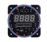 Topiky DIY Electronic Clock Kit, Multi-Function Light Control Rotation Digital LED Temperature & Time Display Tool Set with Installation Accessories(Blue parts + power cord)