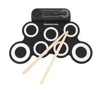 Topiky Electronic Practice Pad for Kids with Built In Sound Effects, Silicone Roll Up Pad Portable Design with Wooden Drumsticks, Musical Instrument Toy for Early Education