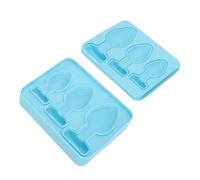 Topiky Groot Silicone Ice Cube Tray with Lid Easy Release 3 Grids Flexible Ice Mold for Whiskey Cocktails Beverage Bar Party Supplies, Blue BPA Free Leakproof Stackable for Freezer