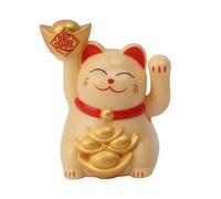 Topiky Lucky Cat Waving Arm Set, Solar Powered Waving Cat, Maneki Neko Waving Arm for Fortune Money and Good Luck, for Decorating Front Desk, Car, Business Openings (Yellow)