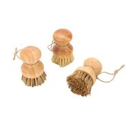 Topiky Palm Pot Brush Set, 3Pcs Round Mini Dish Natural Scrub Brushes, Scrubber Cleaning Kit for Pans, Vegetables, Pots