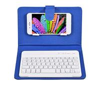 Topiky Phone Universal Wireless Bluetooth Keyboard, Flip Magnetic Leather Travel Carrying Case Cover with Stand for 4.5''-6.8'' for iOS for Android Phones(Blue)
