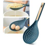 Topiky Plastic Slotted Spoon, Large Capacity Heat Resistant Skimmer Spoon with Clip, Fine Mesh Strainer for Noodles Dumplings, Kitchen Supplies for Boiling Vegetables
