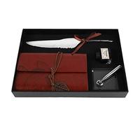 Topiky Quill Pen, Vintage Calligraphy Feather Dip Pen Set with Ink & Leather Notebook - Retro Writing Gift Box for Journaling & Gifting (White)