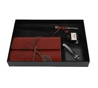 Topiky Quill Pen, Vintage Retro Calligraphy Feather Dip Pen Ink Leather Notebook Set Stationery Gift Box(Black)