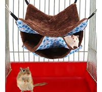Topiky Small Pet Hammock, Three Layer Warm Hanging Bed Sleeping Bag for Hamster Sugar Glider Squirrels, Cute Cage Accessories with Hooks (Blue)