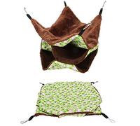Topiky Small Pet Hammock, Three Layer Warm Hanging Bed Sleeping Bag for Hamster Sugar Glider Squirrels, Cute Cage Accessories with Hooks (Green)