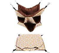 Topiky Small Pet Hammock, Three Layer Warm Hanging Bed Sleeping Bag for Hamster Sugar Glider Squirrels, Cute Cage Accessories with Hooks (Yellow)
