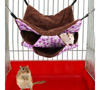 Topiky Small Pet Hammock, Three Layer Warm Hanging Bed Sleeping Bag for Hamster Sugar Glider Squirrels, Cute Cage Accessories with Hooks (Purple)