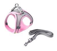 Topiky Soft Mesh Dog Harness Leash Set Adjustable Reflective Vest for Small Medium Large Dogs 20x23cm, Essential for First Time Pet Owners (Pink)