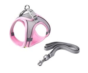 Topiky Soft Mesh Dog Harness Leash Set Adjustable Reflective Vest for Small Medium Large Dogs 20x23cm, Essential for First Time Pet Owners (Pink)
