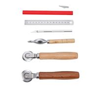 Topiky Solid Wood Cardboard Scoring Wheel Tool, Box Resizer Set with Ruler Pencil, Scoring Guide for Corrugated Box DIY Crafts