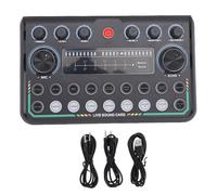 Topiky Sound Mixer Board, Podcast Equipment Bundle, with Live Sound Card Audio Mixer, Light Control Voice Changer Sound Mixer Board for Live Streaming Podcast