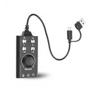 Topiky USB to 3.5mm Jack Audio Adapter, External Stereo Sound Card with Volume Control, USB Sound Card with 3.5mm Headphone and Microphone TRS Jack for PC Laptop Desktop Headset