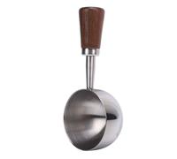 Topiky Vintage Coffee Measuring Spoon 304 Stainless Steel Coffee Scoop Short Wooden Handle Non Slip Comfortable Grip for Bean Tea Baking Kitchen Utensil, Accurate Measurement (L 30ML Silver)