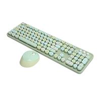 Topiky Wireless Keyboard and Mouse Set, USB Drive, 104-Key Keyboard 5-Key Mouse, Multimedia Buttons, Mechanical Feel, Adjustable, for Windows XP Win7 Win8 Win10 (SWEET green mixed color version)