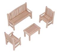 TOPINCN 1:12 Dollhouse Furniture Set on a Scale, Handmade Wooden Bank Chair, Mini Garden Furniture Toys for Impressive Doll House Decoration