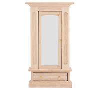 TOPINCN 1:12 Scale Dollhouse Furniture, Wooden Wardrobe, Vintage Miniature House Closet with Mirror & Hanging Rod, Doll Cottage Dress Storage Decoration for Dollhouse Bedroom