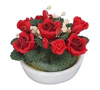 TOPINCN 1:12 Scale Miniature Potted Plant, Dollhouse DIY Miniature Flowers Mini House Decoration Plants Colorful Bonsai with Leaves for Dollhouse Decoration