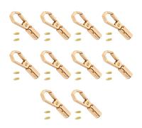 TOPINCN 10 Ssts Cord End Caps with 6mm Bell Hook and 7mm Screws, Metal Snap Tube Crimp Barrel Connector for Jewelry Making, Easy to Replace Accessories for Bags Shoes Pendants Bracelet
