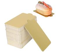 TOPINCN 100Pcs Rectangle Mousse Cake Boards, Quarter Sheet Cake Board Greaseproof Gold Paper Cupcake Dessert Displays Tray for Wedding Birthday Cake (S)