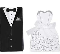 TOPINCN 100Pcs Wedding Candy Boxes Romantic Favor Dress Tuxedo Bride Groom Favour Bags Party Gift Decoration(1#)