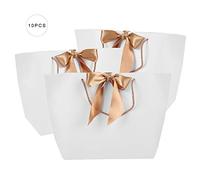 TOPINCN 10pcs/lot Paper Gift Bag with Bowknot Handle, High-End Wrapping Bags for Makeup, Great for Crafts and Gifts "Gift Bag" for Holiday Parties (No. 1/21 top width*7 bottom*15 height)