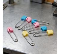 TOPINCN 12 Pcs Diaper Pins Safety Nappy Pins Cloth Diaper Fasteners with Plastic Head Stainless Steel Curved Needle for Laundry Crafts DIY Projects (Small Size)