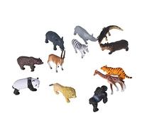 TOPINCN 12 Pcs Jungle Animals Figures Set, Lifelike Wild Animal Sculptures, Educational Plastic Wildlife Model Playset, Creatures Statues for Christmas Birthday Cake Topper Decor